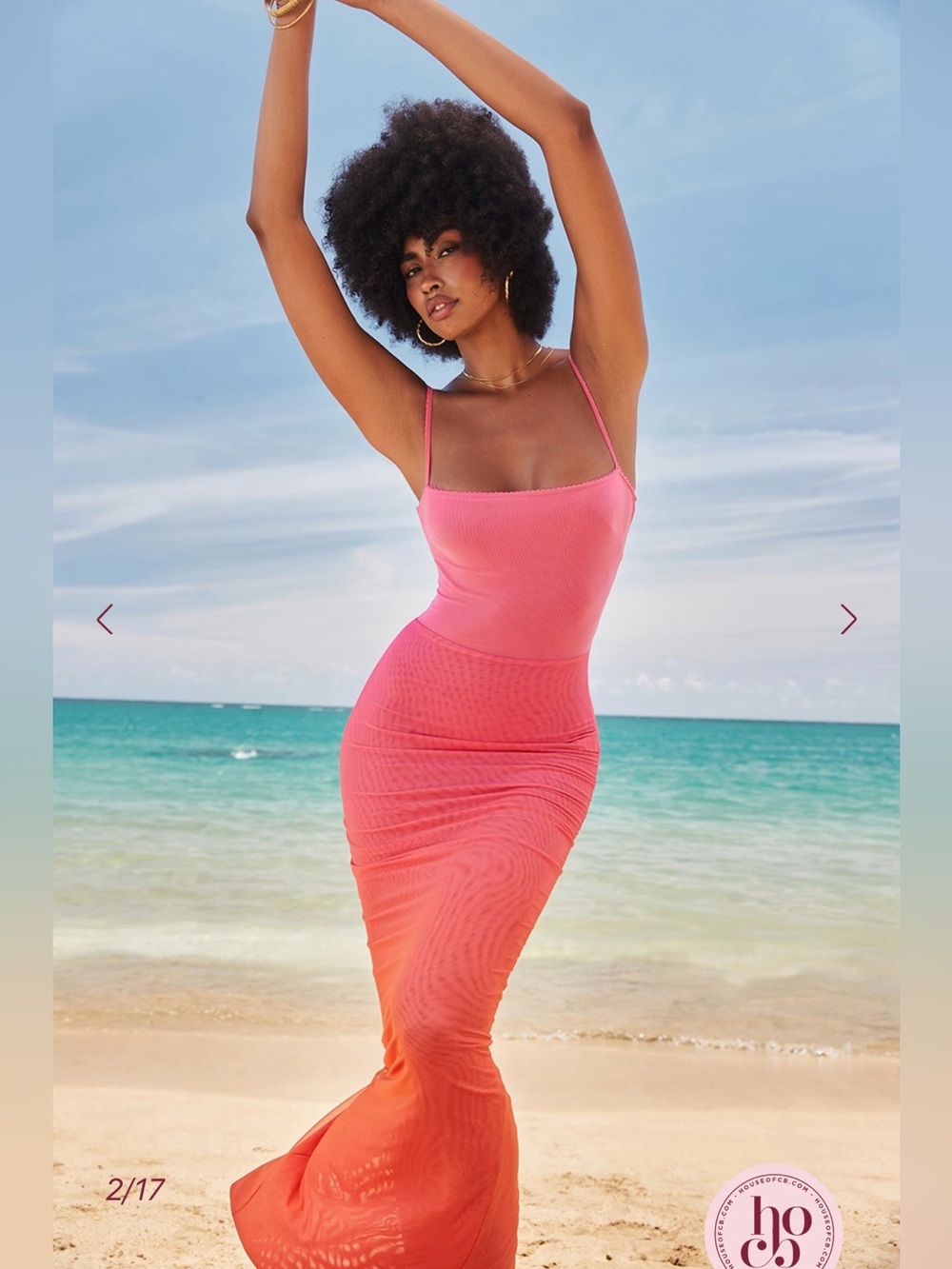 House of CB Calista Ombré Flame Mesh Corset Maxi Dress Size 10/12 L+/XL - Picture 2 of 16
